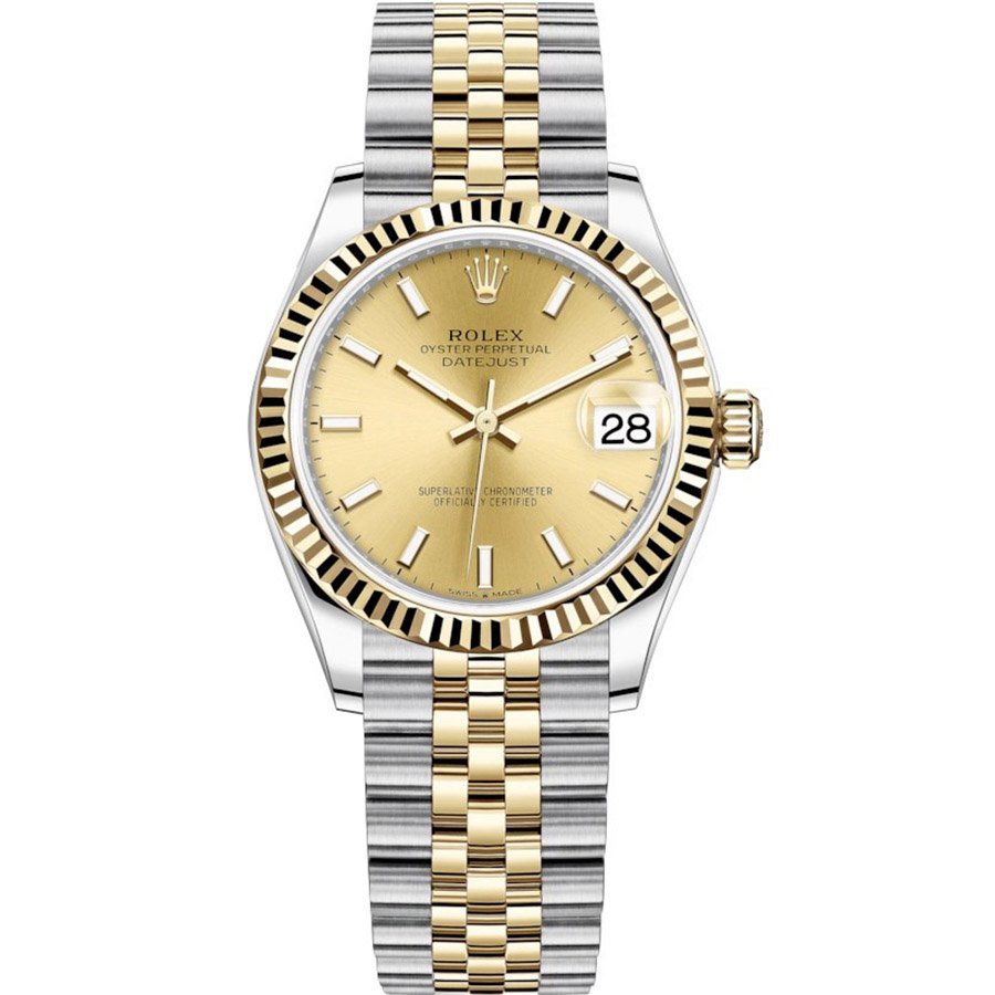 Копии часов Rolex Datejust 31 Yellow Rolesor Fluted Jubilee 278273-0014