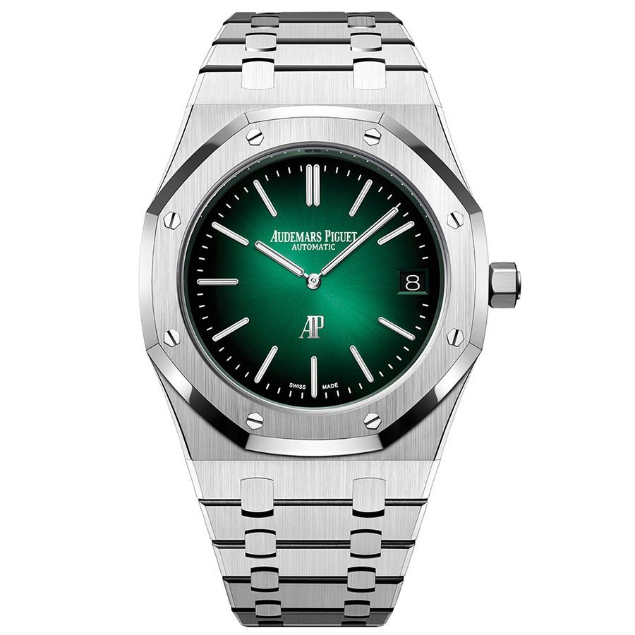 Audemars Piguet Royal Oak Jumbo Extra Thin Platinum and Smoked Green Dial 15202PT.OO.1240PT.01