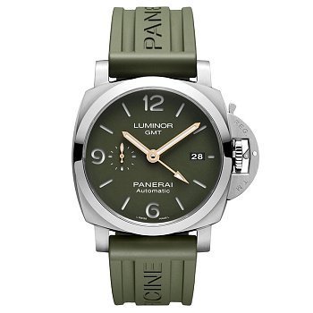 Panerai 2020 PAM1056 Luminor 1950 GMT Green Dial 44mm Automatic Stainless Watch